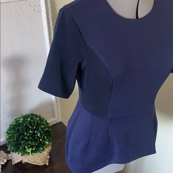 Navy Blue peplum blouse - Picture 4 of 9